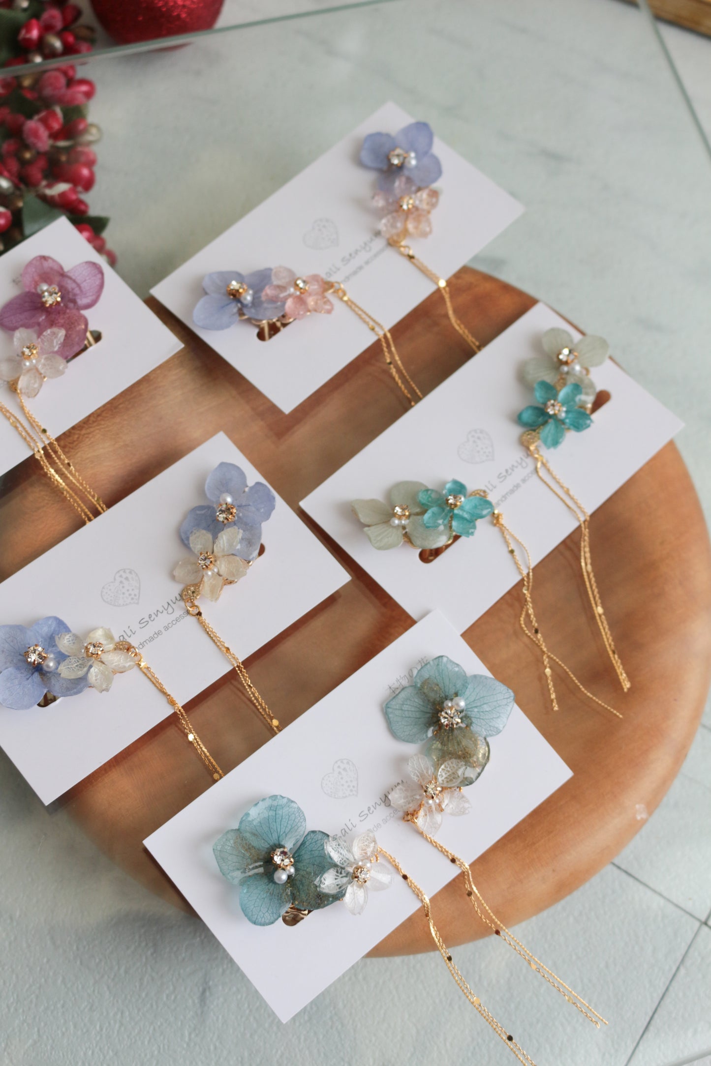 Hydrangea Flying Butterfly  No.39 - Clip-on(イヤリング）