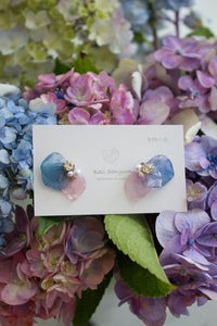 Blue Gradation & Pink Hydrangea Wing  -Titanium Pierce(ピアス）