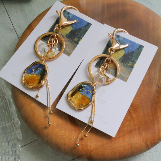 Gogh Inspired Flower Bag Charm No.3 Café Terrace at Night -夜のカフェ・テラスフォーラム広場