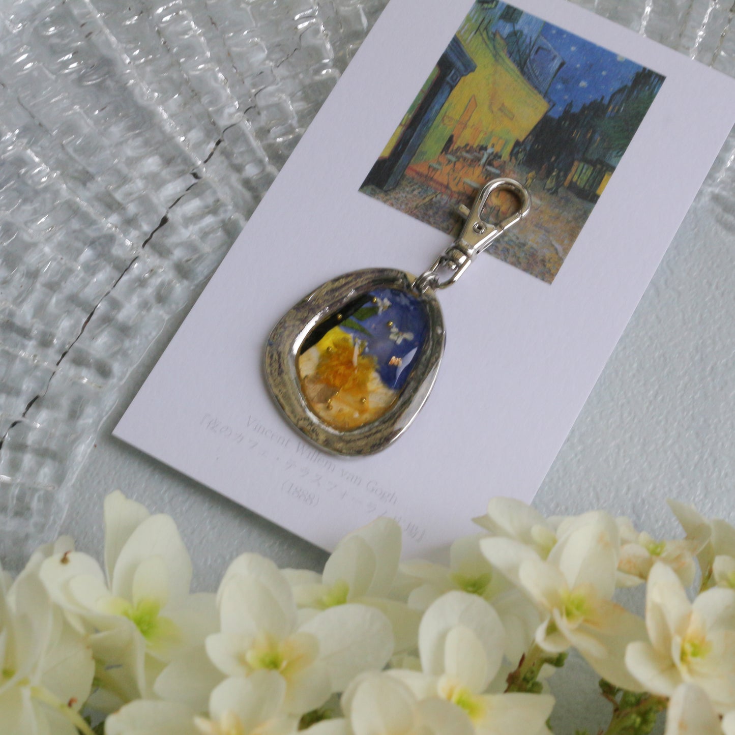 Gogh Inspired Flower Key Chain No.1 Café Terrace at Night -夜のカフェ・テラスフォーラム広場