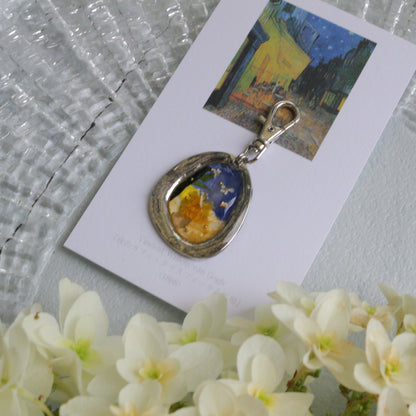 Gogh Inspired Flower Key Chain No.1 Café Terrace at Night -夜のカフェ・テラスフォーラム広場