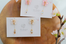 Someiyoshino Sakura Earrings with Hanging Sparkling Gem No.2