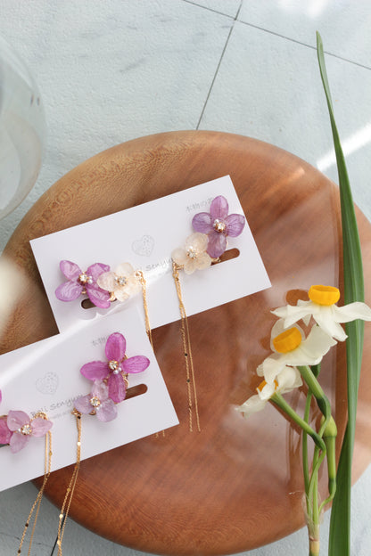 Hydrangea Flying Butterfly  No.46 - Clip-on(イヤリング）