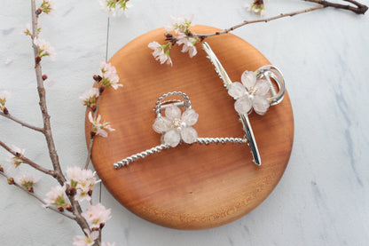 Someiyoshino Sakura Silver Color Hair Clip - White  Big