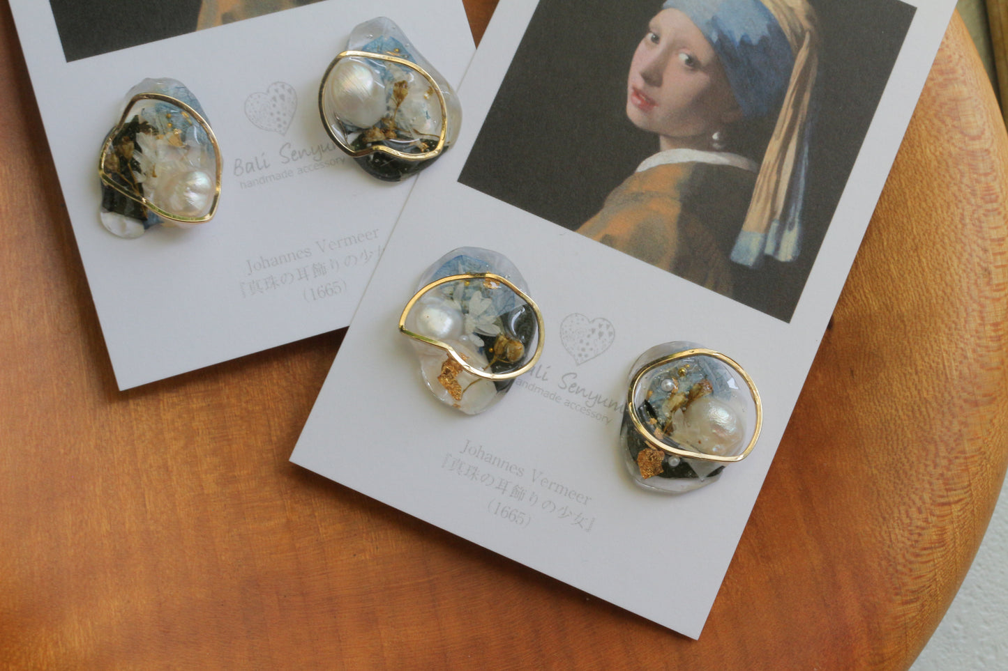 Vermeer's Inspired Flower & Pearl Earrings No.2 ピアス Pierce 真珠の耳飾りの少女