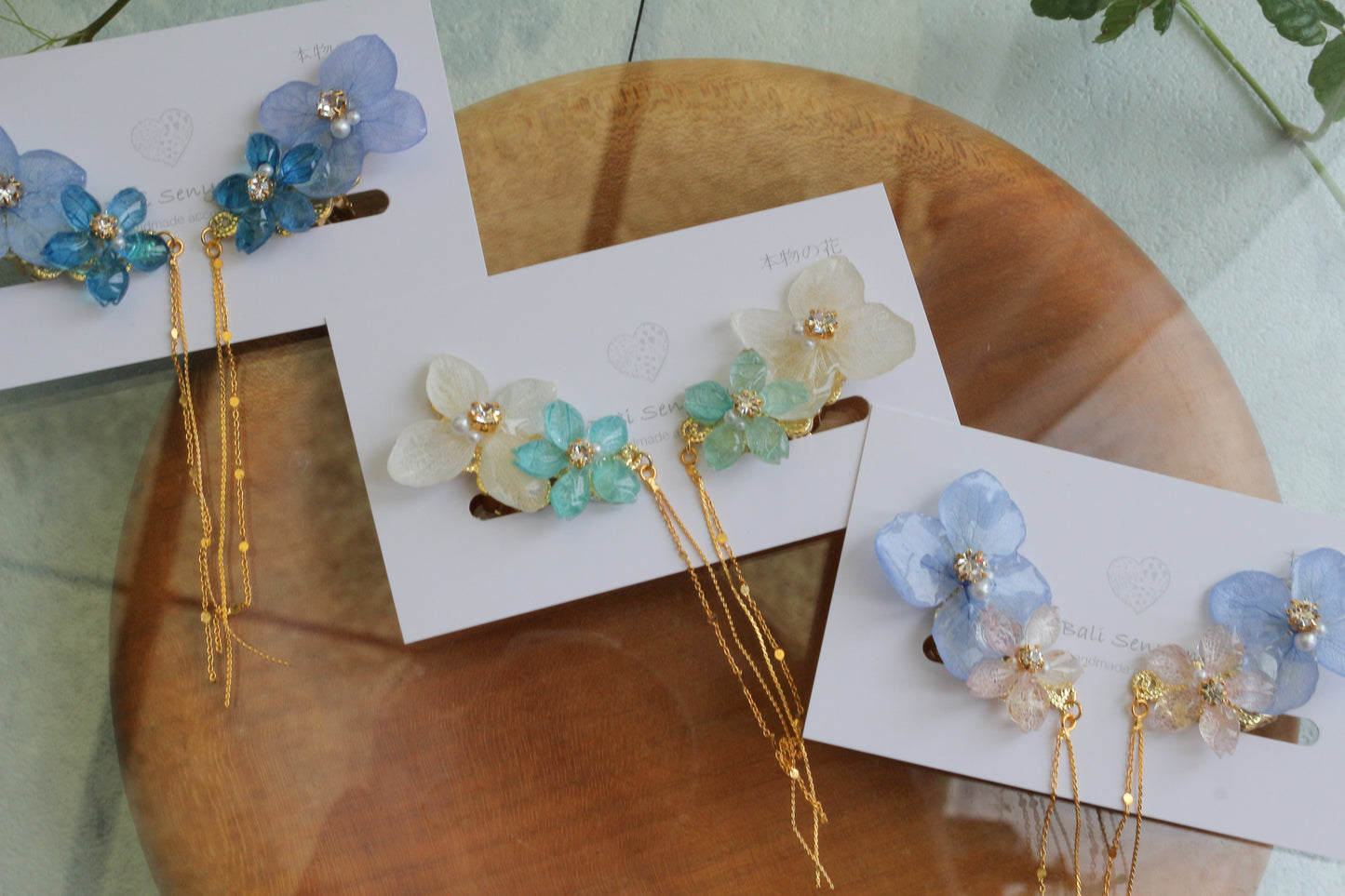 Hydrangea Flying Butterfly  No.53 - Clip-on(イヤリング）