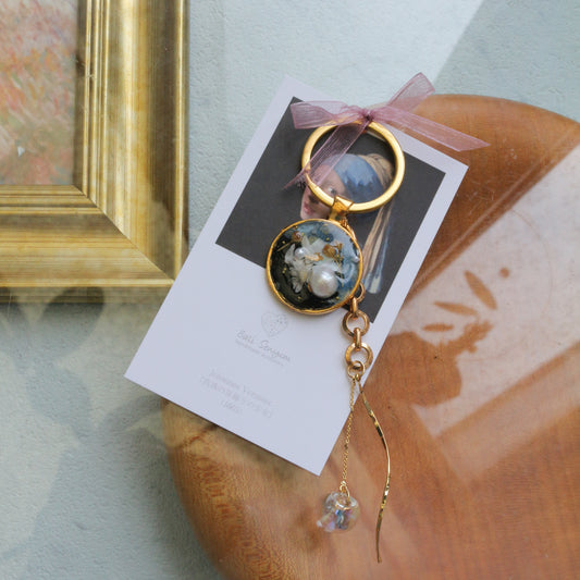 Vermeer Inspired Flower Key Chain No.1 真珠の耳飾りの少女
