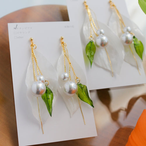 Yuri Flower Lily Earrings  No.4 -  Titanium Pierce