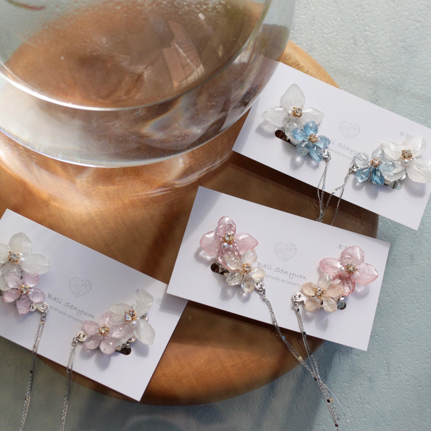 Hydrangea Flying Butterfly  No.48 - Clip-on(イヤリング）