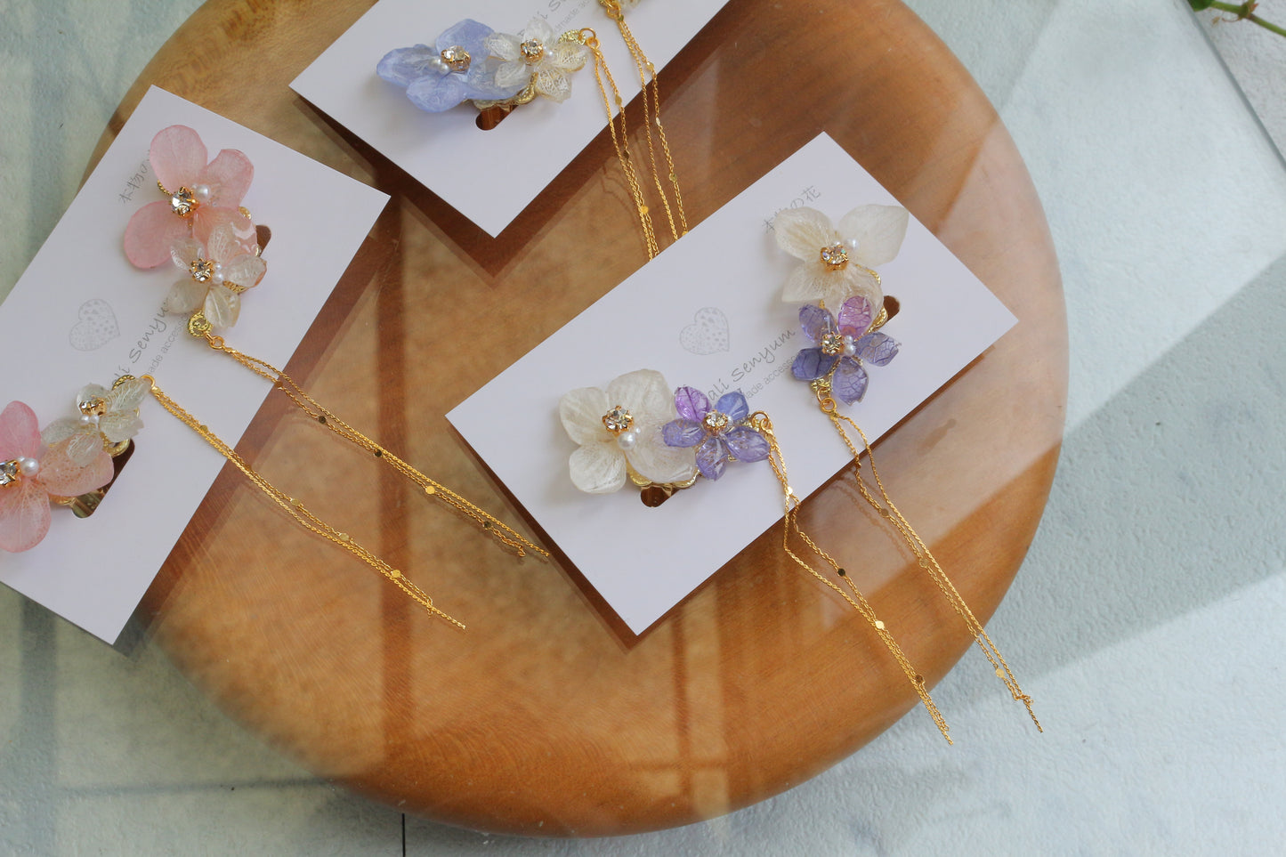 Hydrangea Flying Butterfly  No.53 - Clip-on(イヤリング）