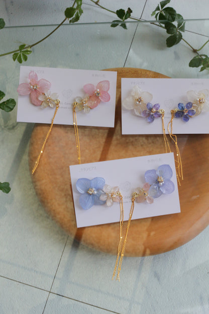 Hydrangea Flying Butterfly Earrings No.54 - Titanium Pierce(ピアス）