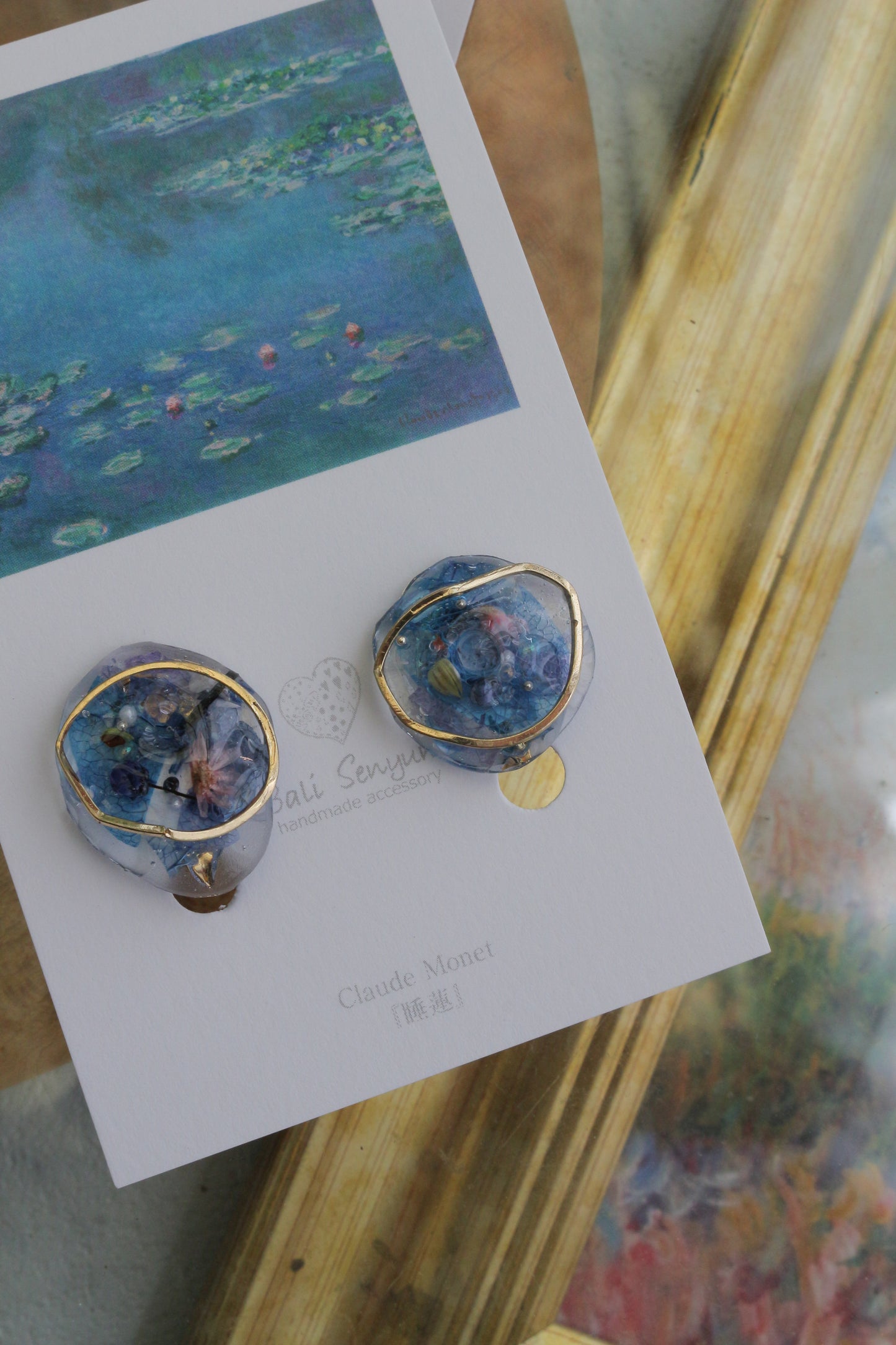 Monet Inspired Flower Medallion Earrings No.2 イヤリング Clip-on 睡蓮