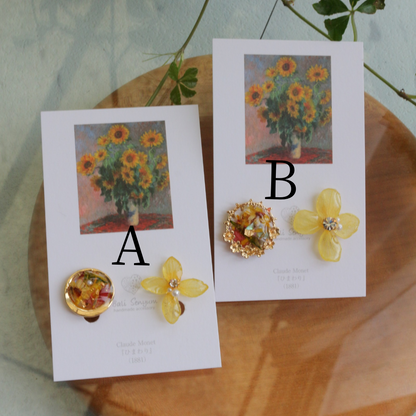 Monet Inspired Flower Earrings No.21 イヤリング Clip-on ひまわり