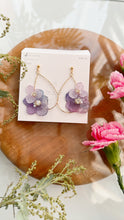 Teardrop Hoop Earrings with Hydrangeas No.14