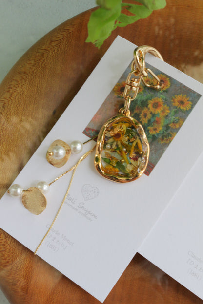 Monet Inspired Flower Bag Charm No.1 ひまわり