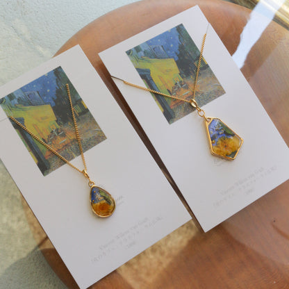 Gogh's Irises Inspired Necklace - 夜のカフェテラス