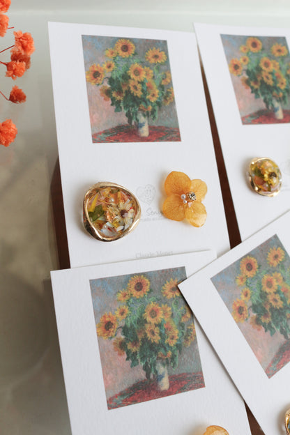 Monet Inspired Flower Earrings No.11 イヤリング Clip-on ひまわり