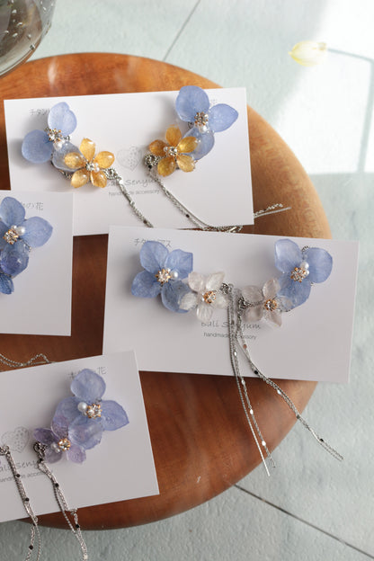 Hydrangea Flying Butterfly Earrings No.43 - Titanium Pierce(ピアス）