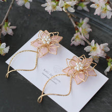 Sakura Pink Three Layer Flower with Wave Hoop Earrings