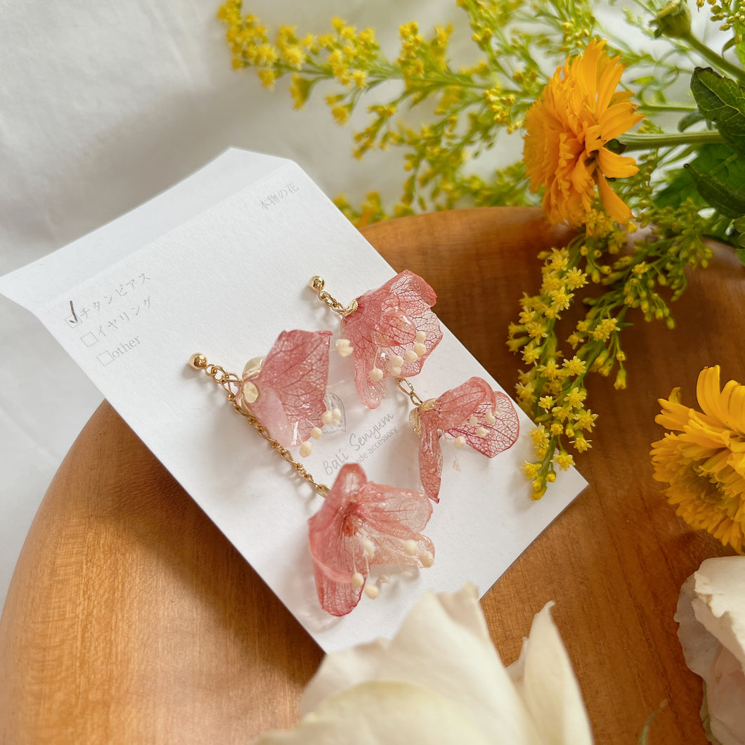 Floating Pink Hydrangea Earrings - Time Limited