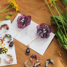 Violet Hydrangea & Amethyst Earrings No.3 -Titanium pierce (チタンピアス)
