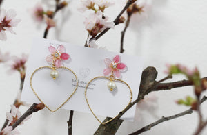 Sakura Earrings with Heart