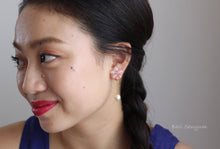 Sakura Earrings with Japanese Cotton Pearl Chain