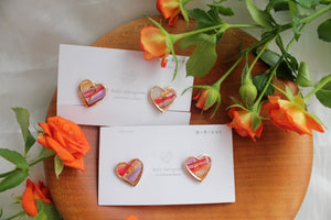 Heart-Shaped Carnation Medallion Earrings