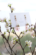 Dangling Pink Sakura Earrings with Japanese Cotton Pearls