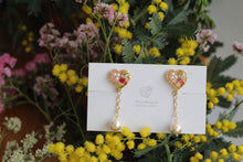 Heart Earrings with Japanese Cotton Pearl Chain
