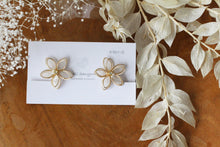 Medium Two Layer Sakura Earrings- White