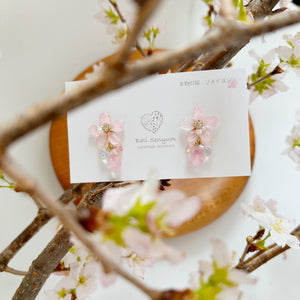 Someiyoshino Sakura Earrings with Petal and Bead Bouquet