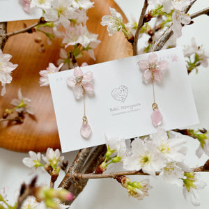 Someiyoshino Sakura Earrings with Hanging Petal