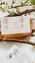 Someiyoshino Sakura Earrings with Petal and Bead Bouquet No.2